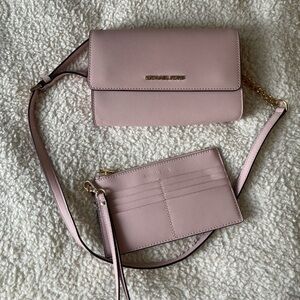 Michael Kors Pink Crossbody Bag and cardholder set